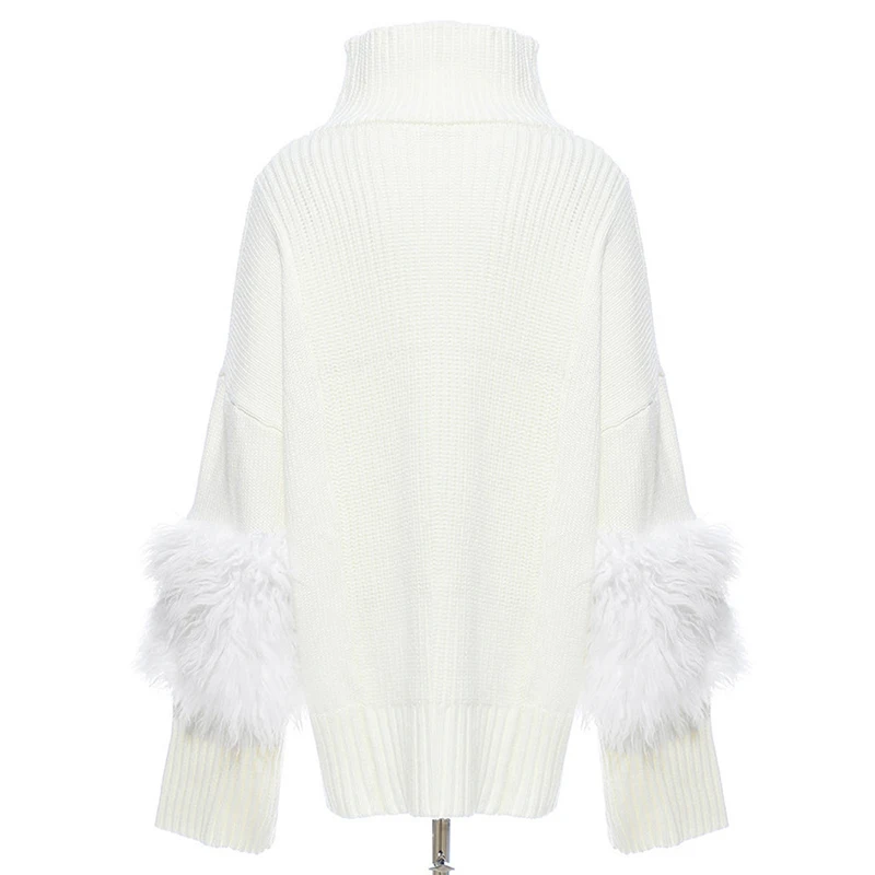 [EAM] Vent Feather Big Size Knitting Sweater Loose