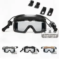 Тактический страйкбол Анти-туман Покрытие серый объектив шлем защитные очки/очки костюм для шлема с рельсовая клемма