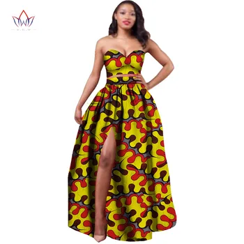 

African Clothes For Women 2020 Dashiki Bazin Riche Crop Top And Skirt Set 2 Pcs Traditional African Office 4xl skirt suit WY506