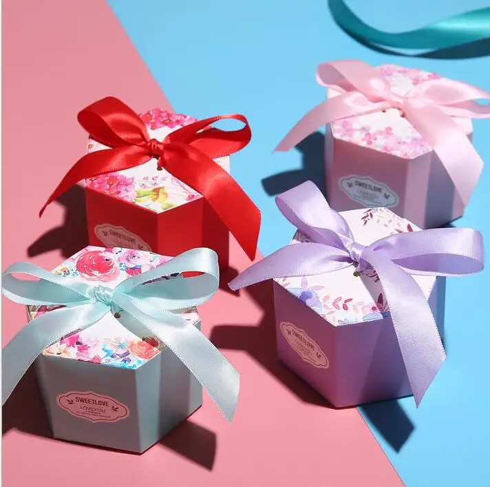 

100pcs Wedding Candy Box Creative Candy Box Wedding Candy Bag Wedding Tray European Packaging Hexagon Box Wedding Supplies