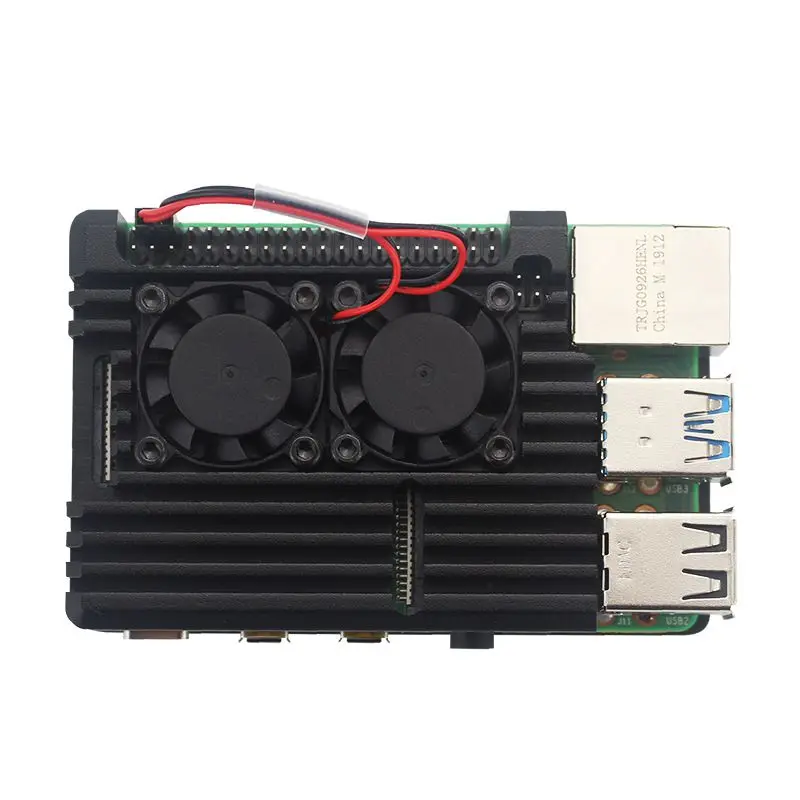 Алюминиевый Чехол для Raspberry Pi 4 Модель B корпус двойной вентилятор B Чехол Коробка для Raspberry Pi 4 модель чехол Коробка двойной вентилятор
