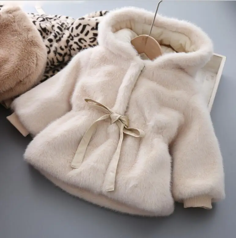 2019 зимнее пальто с капюшоном из искусственного меха для маленьких девочек
