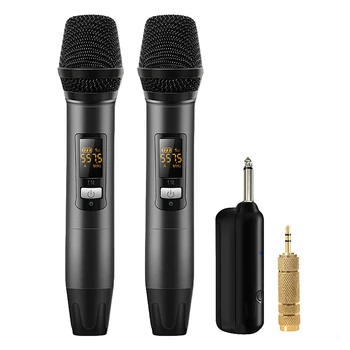 

Wireless Microphone System with Receiver for Amplifier Mixer Speaker Desktop Bus o