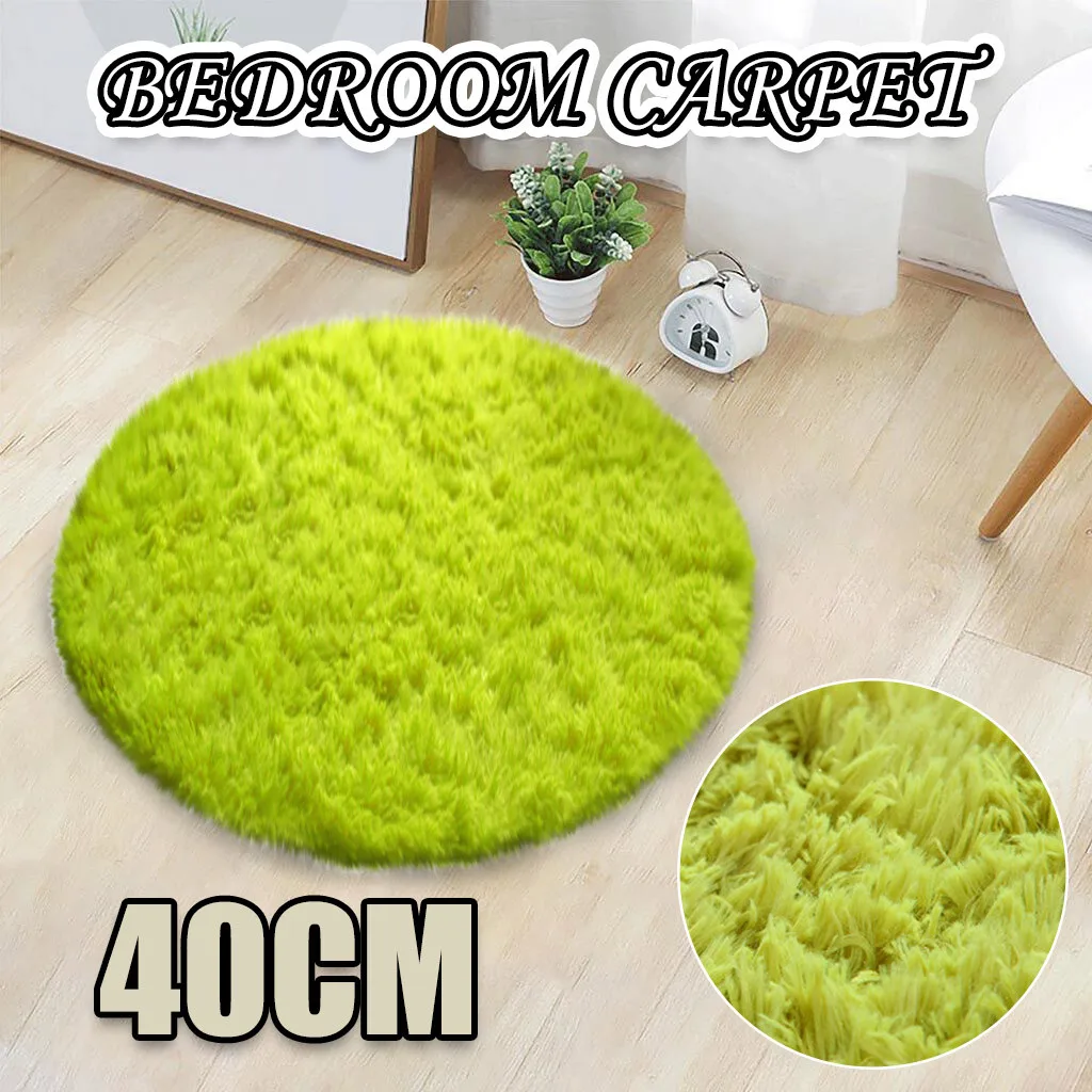1x Coral Fleece Soft Bath Bedroom Floor Shower Round Carpet Mat Rug Non-slip Pad 