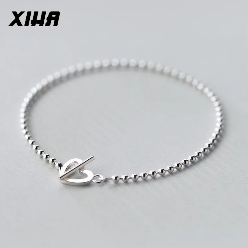 Браслет из бисера с сердечками и звездами для женщин, 925 пробы серебряный браслет, винтажный Модный Ювелирный Браслет для женщин на свадьбу