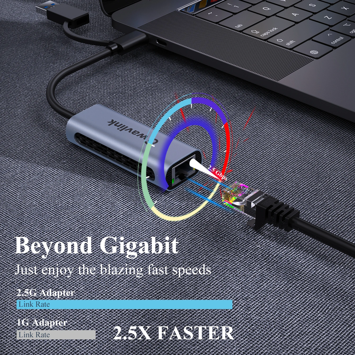 Wavlink-adaptador Gigabit Ethernet Externo tipo c para Placa de Rede Usb 3.0 2500mbps 2.5g Rj45 Lan Conversor Laptop Laptop - Imagem 3