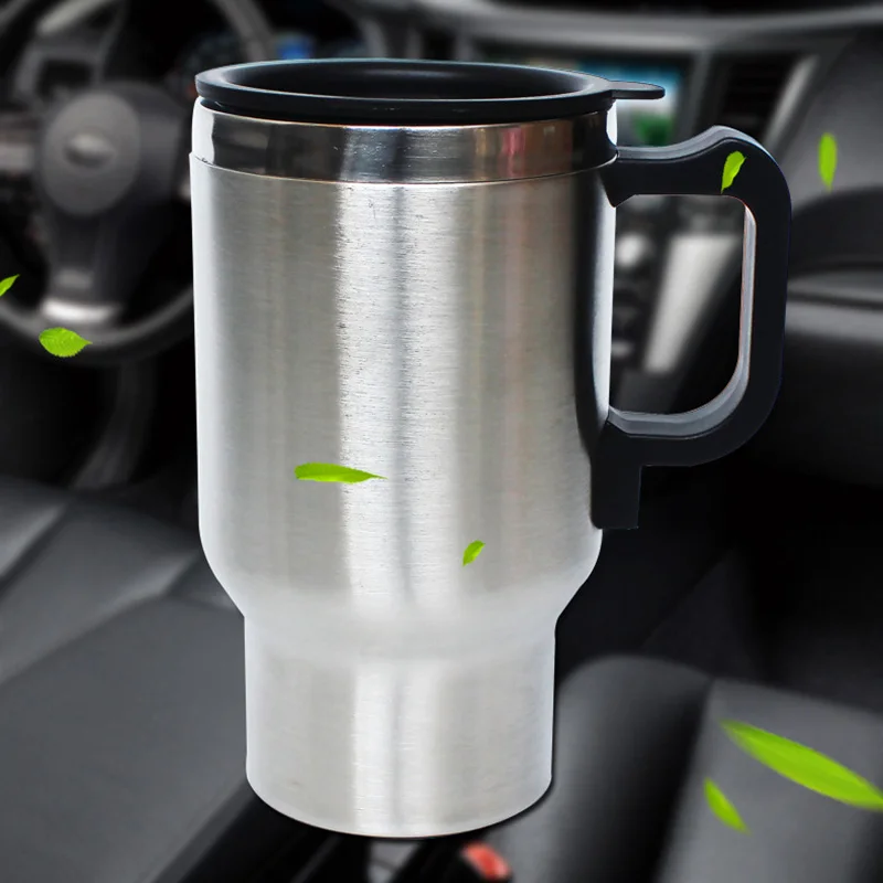 500ML Car Based Heating Stainless Steel Cup Kettle 12V Travel Coffee Heated Mug Food Grade Stainless Steel Food Grade PP