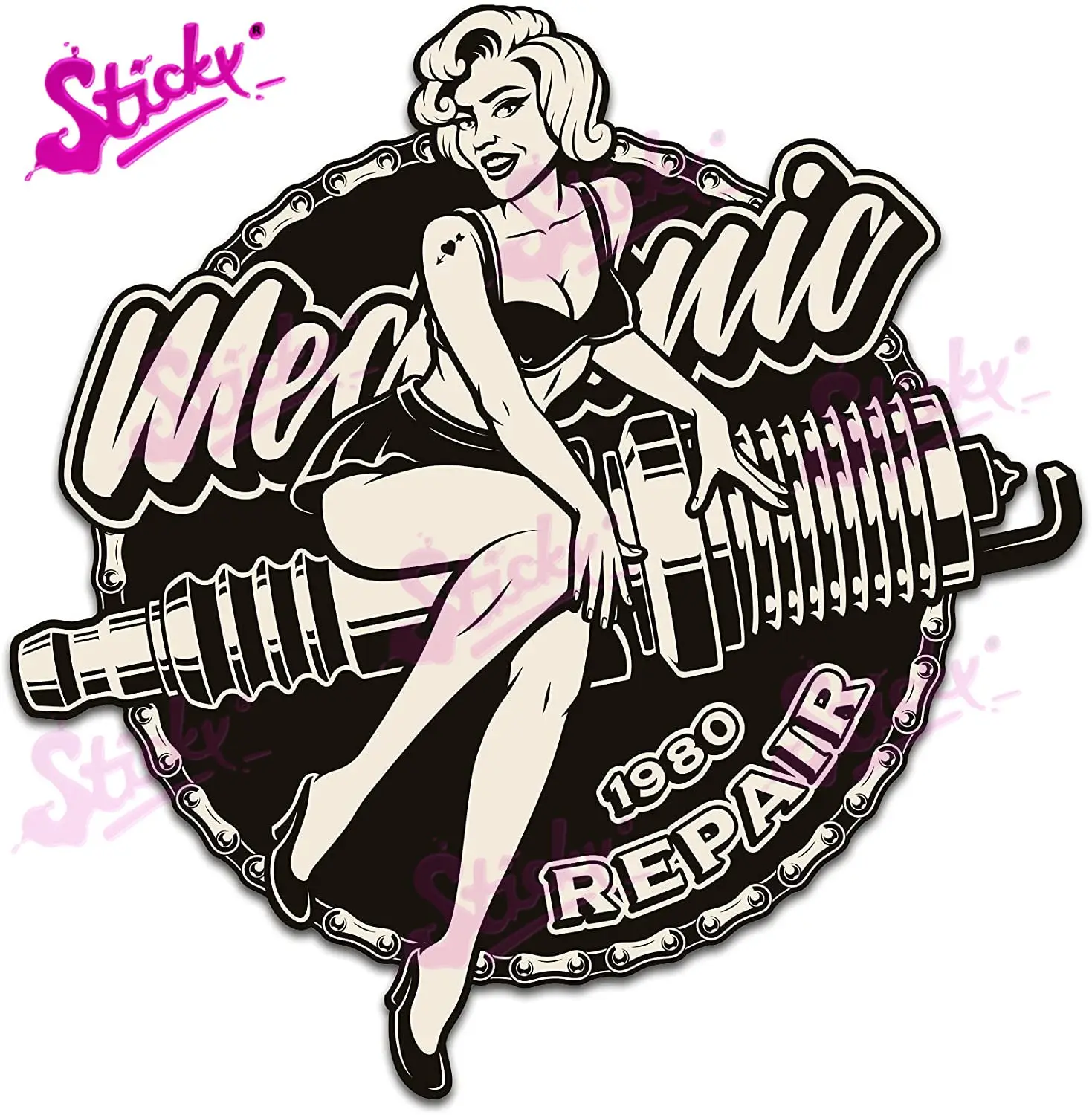  Sexy Woman Various sizes Decal Stickers Nude Pin Up Girl  Decorative Motorbike Bicycle Vehicle A (8 X 5.56 Inches) : Automotive