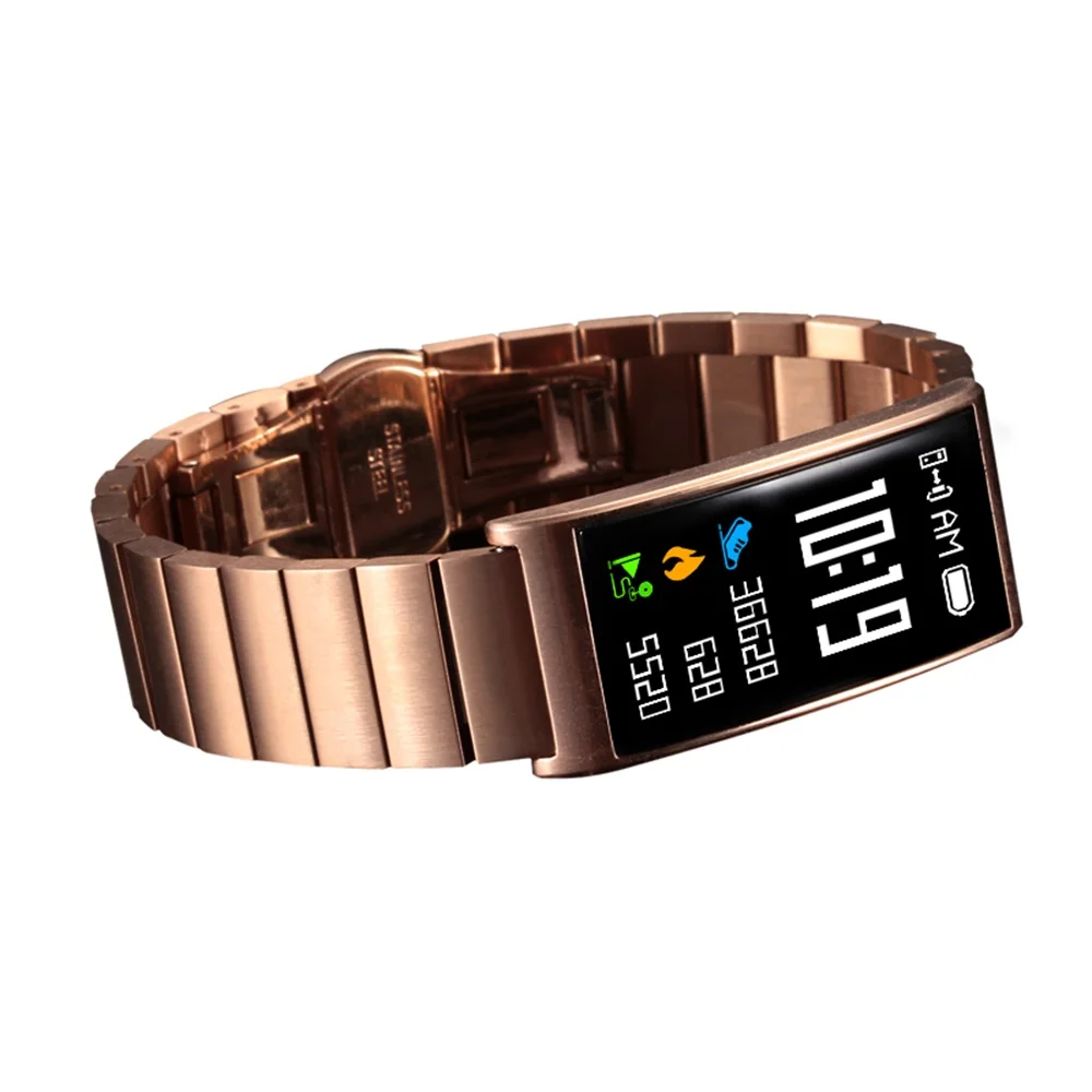 Смарт-Браслет фитнес-браслет ip68 водонепроницаемый спортивный Smartband Шагомер монитор сердечного ритма здоровье наручные часы трекер активности - Цвет: Rose gold steel 2