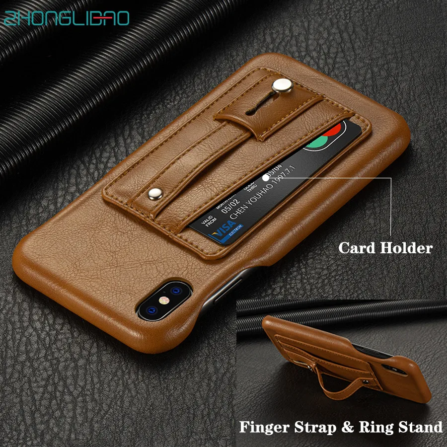 Finger Strap Phone Case For Iphone 11 Pro Max Xr Xs Max X 8 7 Plus Luxury Pu Leather Card Holder Stand Back Cover For Iphone11 Phone Case Covers Aliexpress