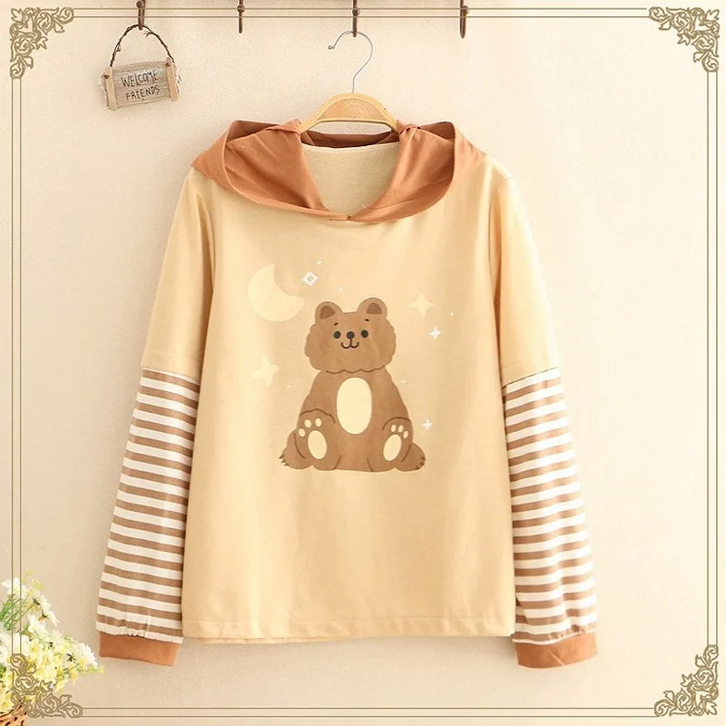 Толстовка женская с капюшоном милый свитшот в японском и корейском стиле длинным