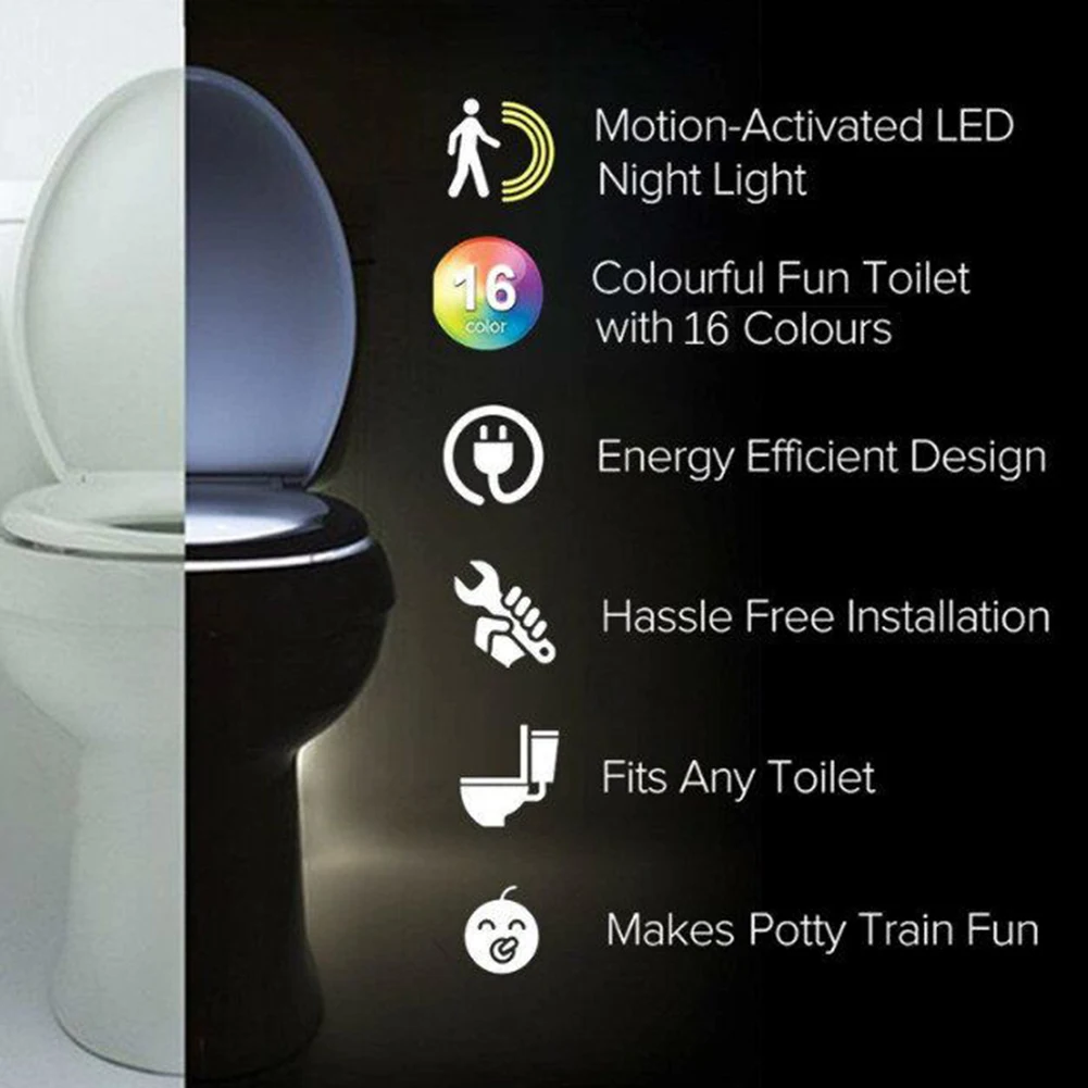 USB Rechargeable Toilet Seat Lighting With Aromatherapy Backlight For Toilet Bowl Motion Sensor WC Light 16 Colors Night Light cool night lights