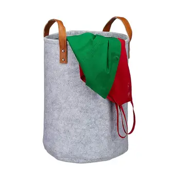 

Felt Laundry Basket Foldable Laundry Hamper With Handle Large Capacity Felt Fabric Storage Sundries Sorter Basket