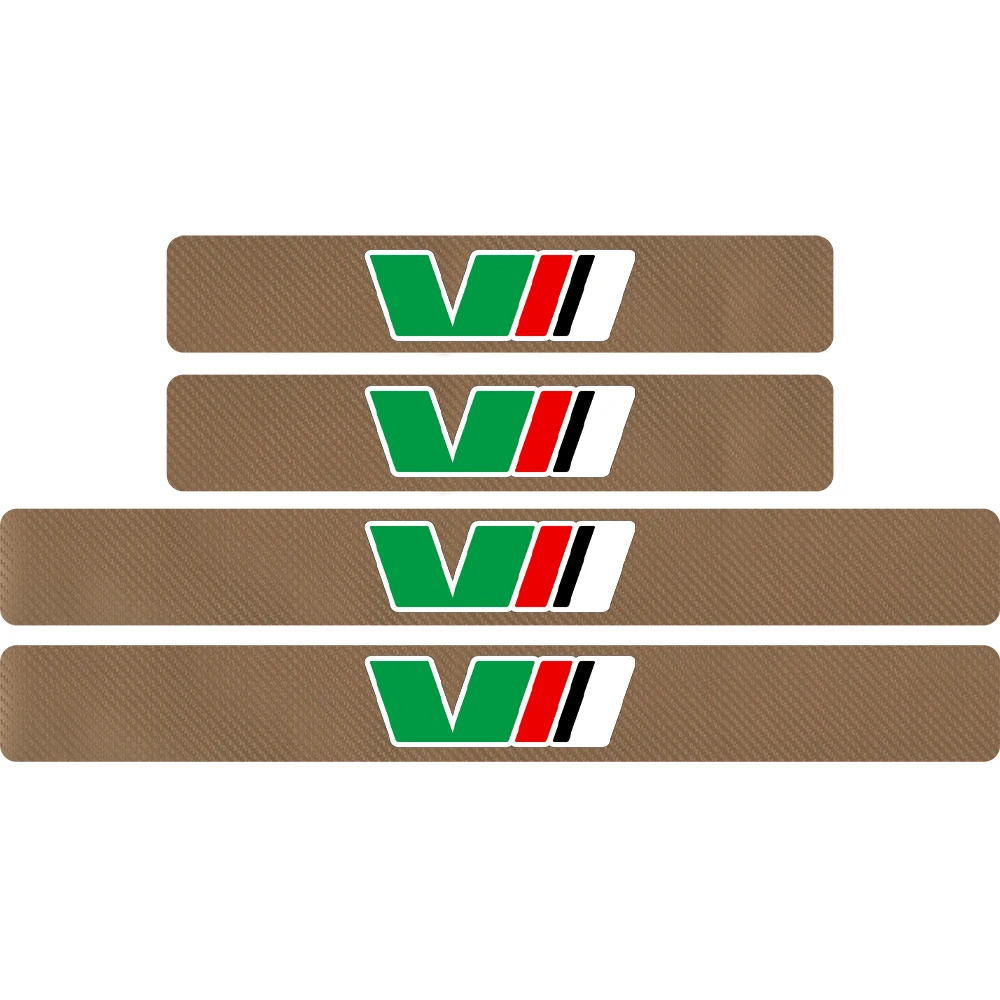 4Pcs Car-Styling VII VRS Emblem Car Carbon Fiber Door Sill Non-Slip Protector Sticker Badge Decoration For Skoda Octavia Fabia - Название цвета: Золотой