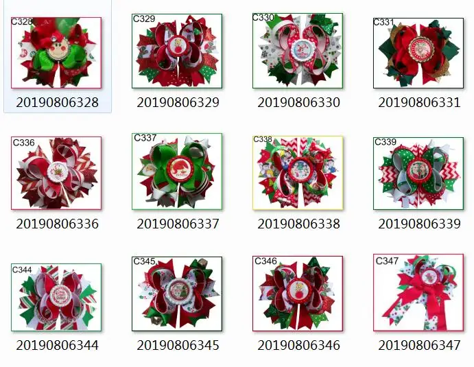 mix color min is 5pc 10 шт рождественские банты для волос конфеты тростниковый бант Санта заколка для волос олень праздник Счастливого Рождества бант для волос-B - Цвет: mix color min is 5pc