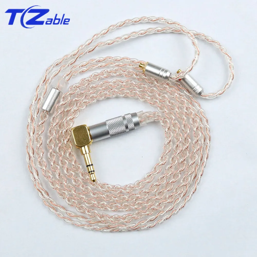 For MMCX Earphone Upgrade Wire 90 Degree Stereo 3 5MM Jack Adaptor HiFi Audio Connector Cable Diy Headphones Cables