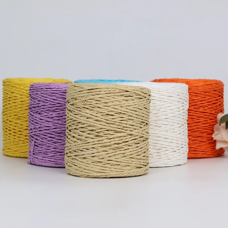 100G Raffia Yarn Kintting Paper Straw Yarn for Crocheting Hat Fancy Yarn Flower Packing Summer Fashion Handmade Material