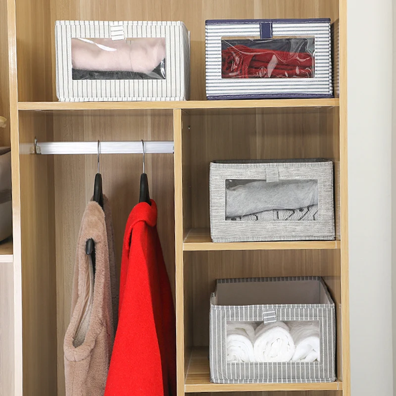 

Collapsible Underwear Storage Box Space-saving Closet Drawer Organizer Container Household Non-woven Clothing Organizer Shoe Box