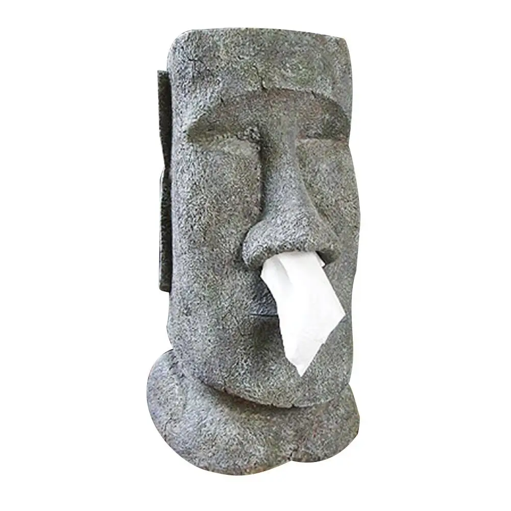 

MOAI Easter Island Stone Face Portrait Tissue Box Snot Type Container Holder Home storage box