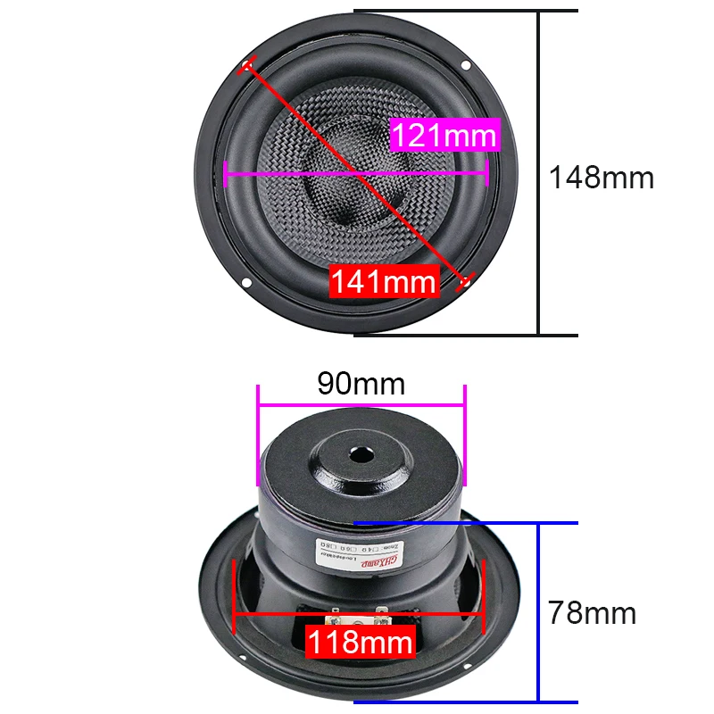 5.25 inch 148mm Fiberglass Subwoofer HIFI Speaker Home Theater Car audio Upgrade High Power Waterproof 4OHM 60W 50HZ 1PC