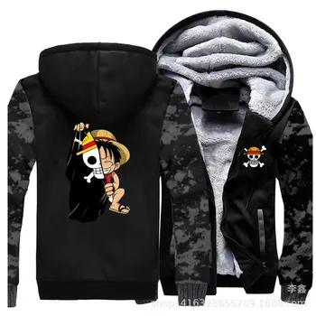

2019 New Winter Anime Romance Dawn Luffy Cartoon Fashion Print Zipper Hoodies Unisex Thicken Comfortable Warm Coat