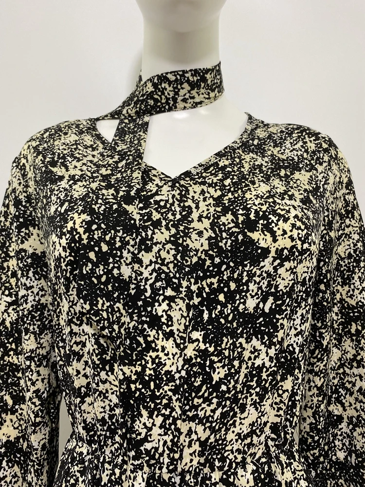 Vintage Print Holiday Boho Dress Women Long Sleeve Robe Femme Autumn Beach Sundress Korean Ladies Fashion Long Dress Vestidos