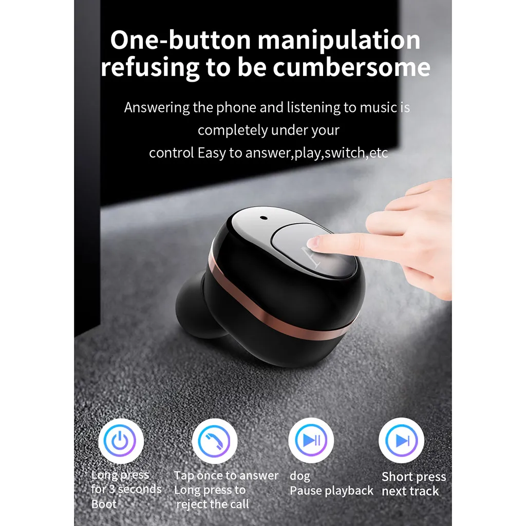 Беспроводные наушники mosunx, Bluetooth 5,0, гарнитура с шумоподавлением, 3D стерео наушники с защитой от пота, Спортивные Беспроводные гарнитуры