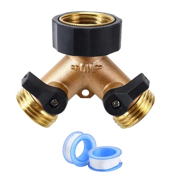 

Solid Brass Body Backyard 2 Way Y Valve Garden Hose Connector Splitter Adapter with Comfort Grip (2 Way)