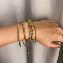 Модные Простые браслеты, Новое поступление, браслеты в стиле бохо, Женские Ювелирные изделия, простые гладкие тонкие комбинированные браслеты-цепочки