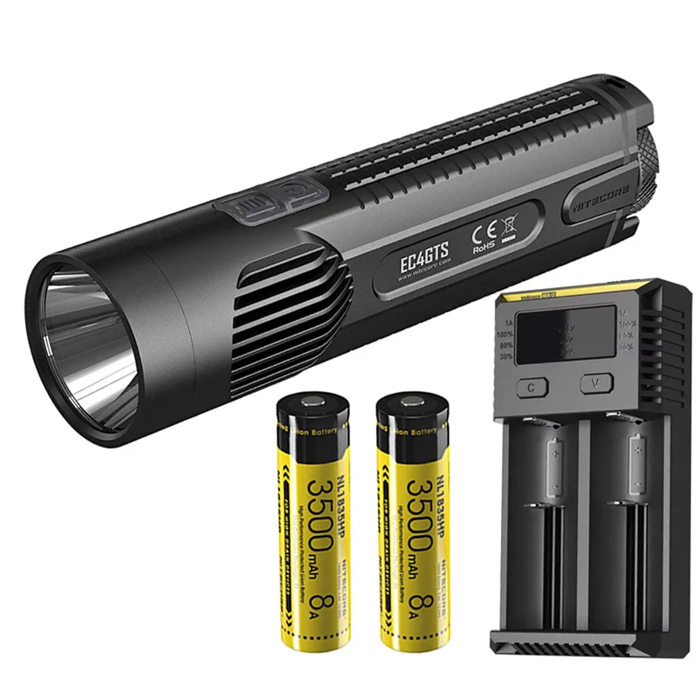 NITECORE EC4GTS фонарик комплект Cree XHP35 HD max 1800 люмен луч бросок 396 м Открытый тактический фонарь Портативный фонарик - Испускаемый цвет: EC4GTS NL1835HP I2