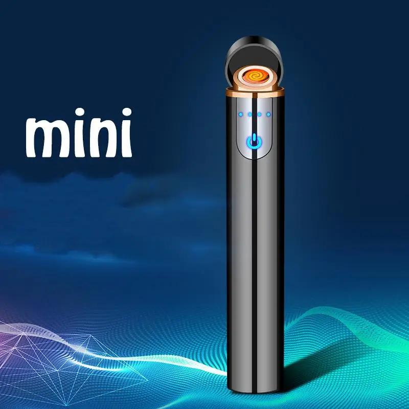 2020 neue Winddicht Metall Mini Kompakte Elektronische USB Feuerzeug Runde  LCD Induktion Leichter Intelligente USB Leichter Gadgets Männer - AliExpress