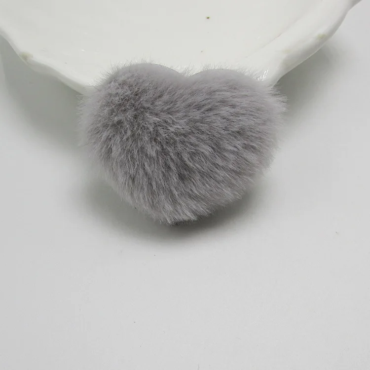 20 шт./лот аппликация из искусственного кроличьего меха в форме сердца для одежды пушистый Войлок мягкие швейные принадлежности аксессуары для поделок, банты для волос - Цвет: Style1-gray