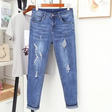 Женские осенние зимние джинсы размера плюс, женские брюки-карандаш, Женские Простые повседневные брюки с высокой талией, джинсы, модные леггинсы с дырками