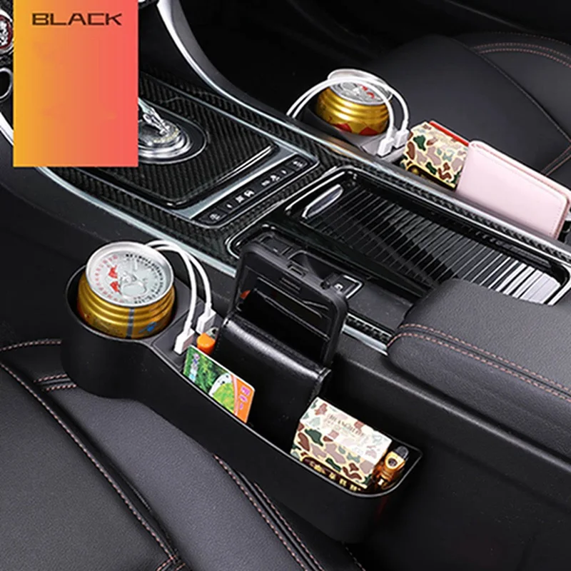 USB port portable Charger Car Seat creative Storage Box Seat Gap Filler Organizer Catcher Box accessories