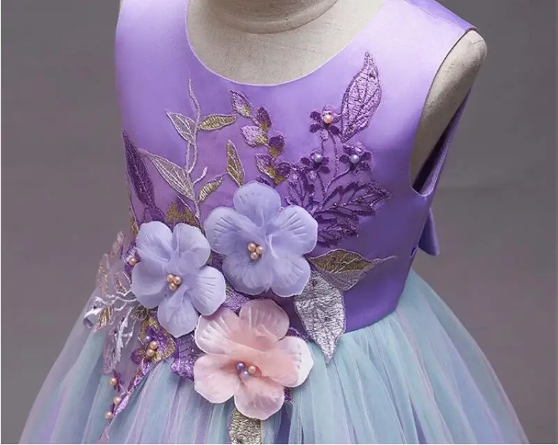 Новое Детское платье г. Новое кружевное платье принцессы для девочек от 3 до 12 лет Пышное Платье