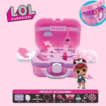 

LOL Surprise Dolls Toy set Play House Game Dress up game suitcase Jewelry Storage Trolley Anime Figures Model for Children Gift