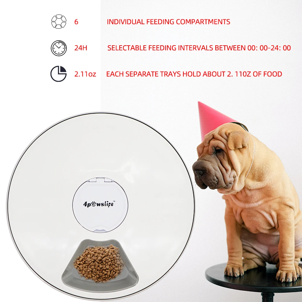 Automatic Pet Feeder Timing Feeder 24h Timer 6 Grids For Dog Cat Rabbit Puppy Totoro Small Animals Pet Supplies 40% off