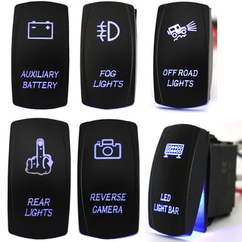 

LED Light Bar Rocker Switch 5Pin Laser On/Off Switch Blue Light 20A/12V 10A/24V Switch jumper wires set for Jeep Boat Trucks