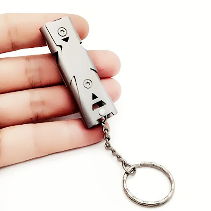 Stainless Steel Double Tube Outdoor Survival Whistle Emergency SOS Protection Stainless Steel Double Tube Outdoor Survival Whistle Emergency SOS Protection