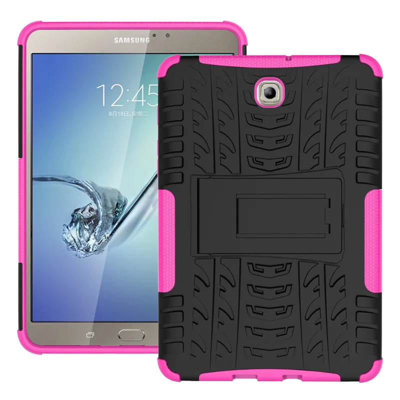 Яркий ударопрочный ТПУ+ ПК Гибридный бронированный чехол с подставкой для samsung Galaxy Tab S2 T715 T710 8,0 дюймов чехол для планшета+ Flim - Цвет: Rose and Black