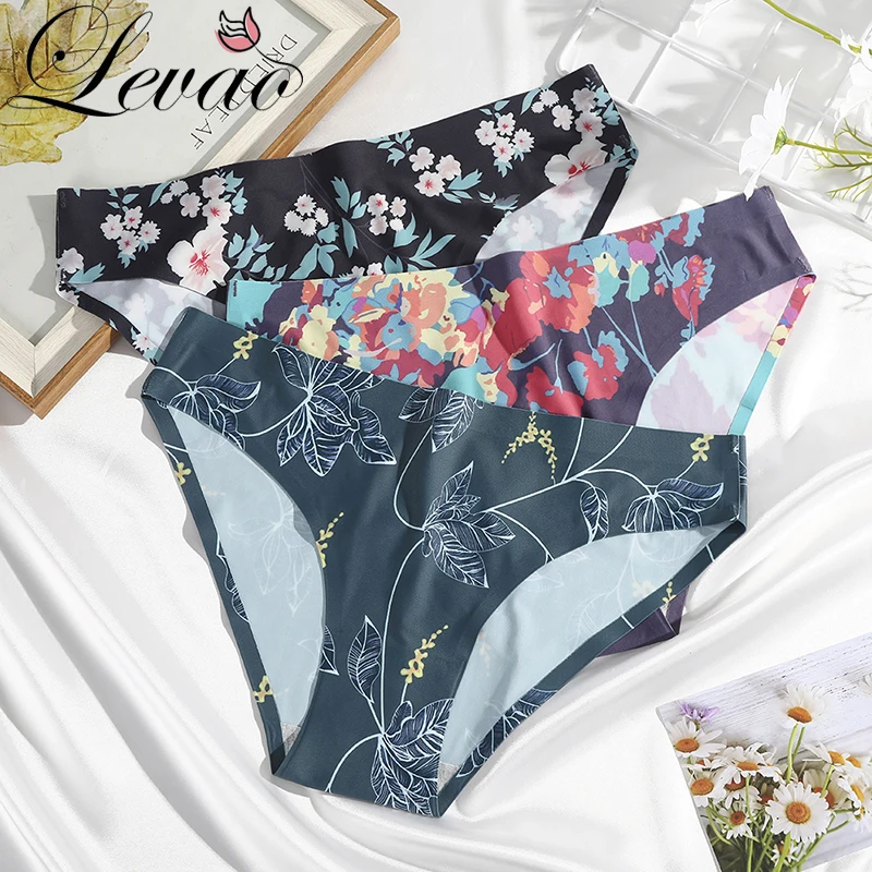 LEVAO Seamless Women Sexy Panties Cotton Underwear Ice Silk Fashion Pattern  Print Lingerie Underpants Simple Multicolor Briefs - AliExpress