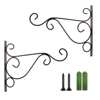 

3PCS Balcony Plant Flower Pot Wrought Iron Hooks Holder Wall-Mounted Hanging Basket Bracket Garden Decoration