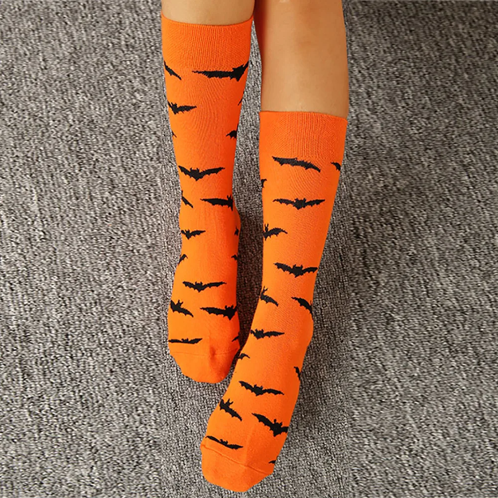 Анти Трение Хэллоуин мужские и женские носки с принтом хлопковые носки летучая мышь Тыква впитывающие пот дышащие носки 908