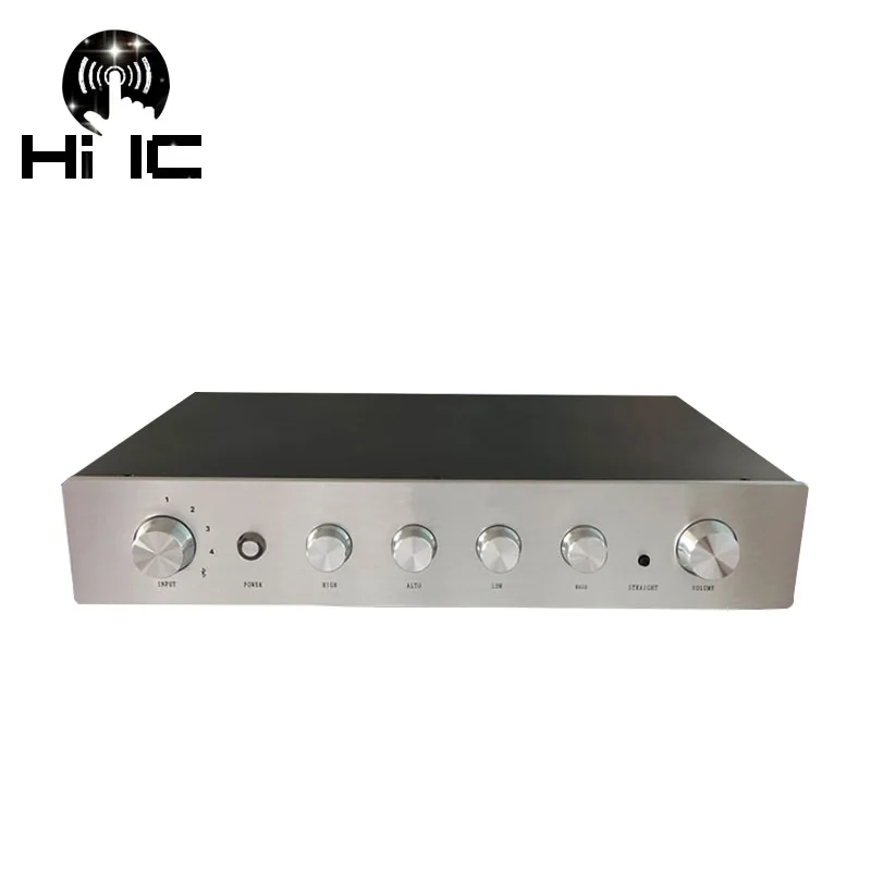 Серебристый Предусилитель чистого класса А, настоящий полный баланс, HiFi аудио, бас, СЧ, ВЧ-баланс, регулируемый с регулятором тона - Цвет: Серебристый