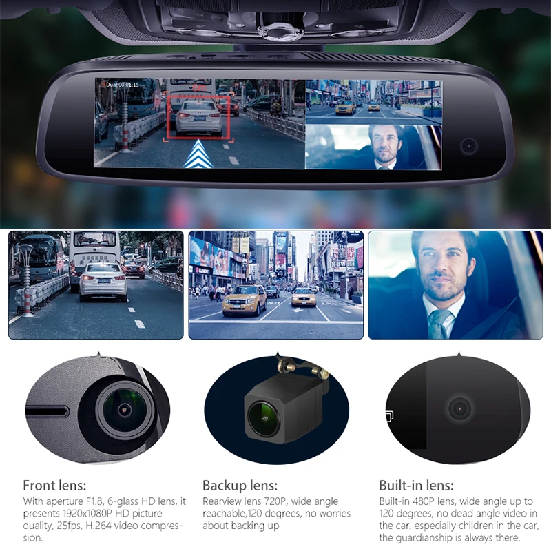 Новые Автомобильные видеорегистраторы ADAS 3 камеры Запись одновременно 2G+ 32G Android gps Navi FHD 1080P специальное зеркало рекордер 4G Wifi камера