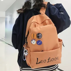 EST New Letters Solid Color Women Backpack Female Shoulders Unisex Waterproof Nylon Large Men Book Bag Girls Classic Schoolbag