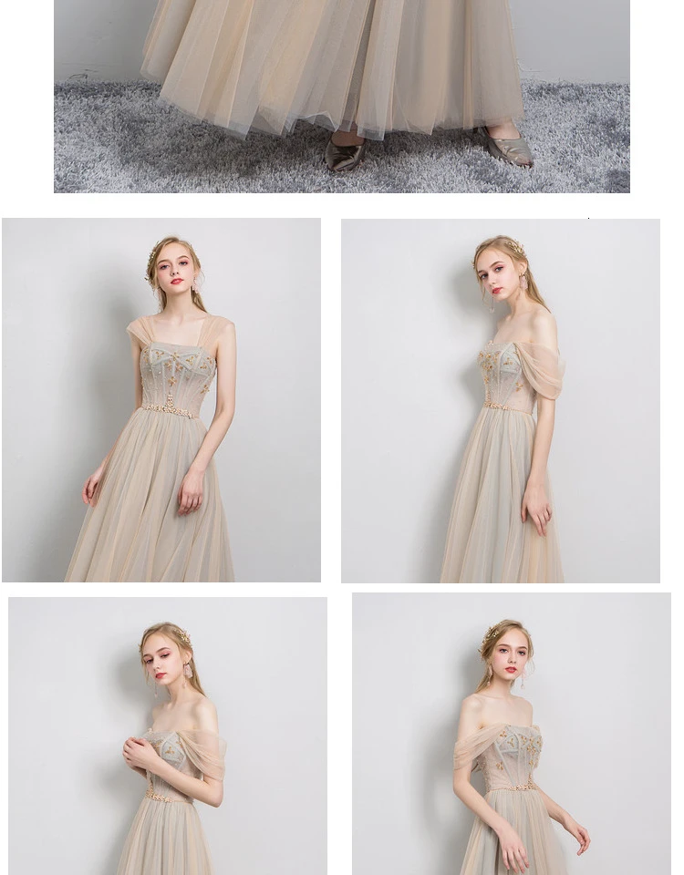 BGW Square Collar Tulle A Line Evening Dress Lace Up Up Backless Solid Color Crystal Formal Party Dress