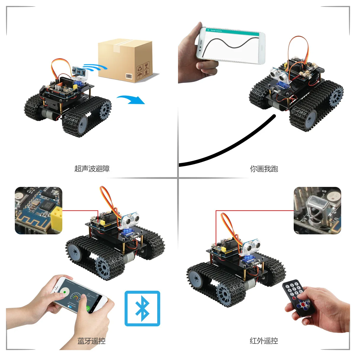 4WD  DIY Robot  Bluetooth Control Tracking Robot Car Starter Kit for Arduino UNO Project