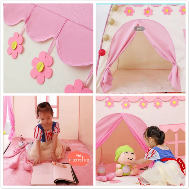 1.3M Portable Children's Play Tent Princess House Castle Children Play House Castle Foldable Tent for Girls Boy Room Decoration 5