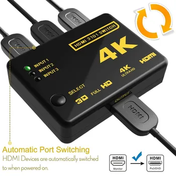 

HDMI Switch 3 Port 4K*2K Switcher Splitter Box Ultra HD for DVD HDTV for Xbox for PS3 PS4
